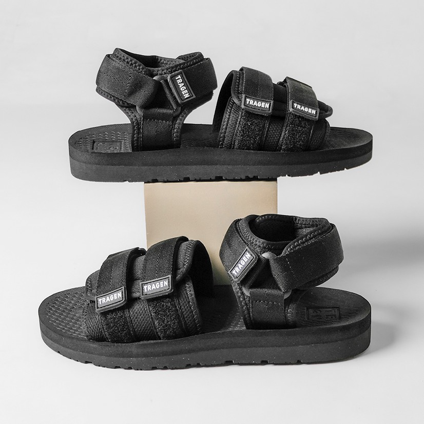 Sendal Gunung Hitam Original Sandal Kasual Pria Laki Footwear |DALTON FULL BLACK| FORIND x Tragen