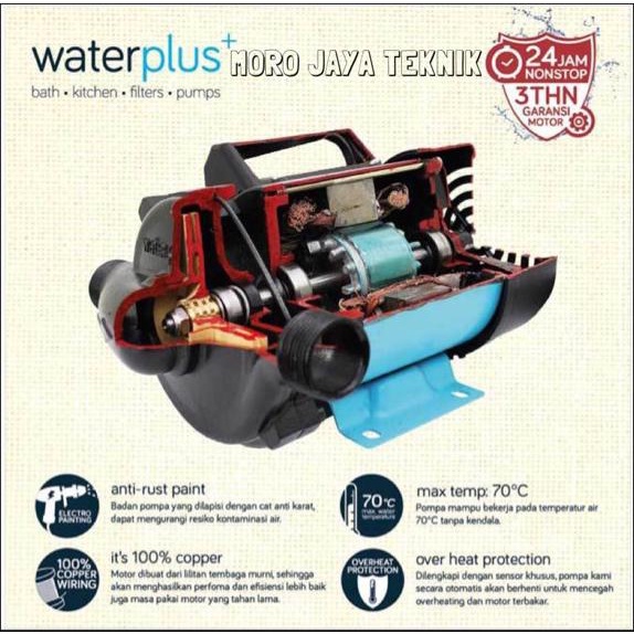Pompa Waterplus Br-221Cpa Pompa Booster Pump Water Heater Low Watt