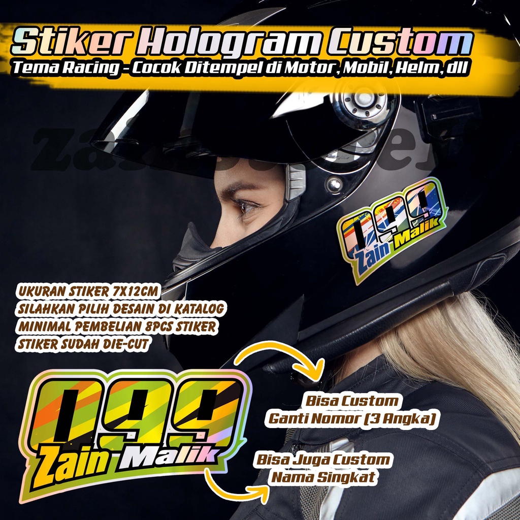 

Stiker Hologram Pelangi -Tema Racing CUSTOM NAMA