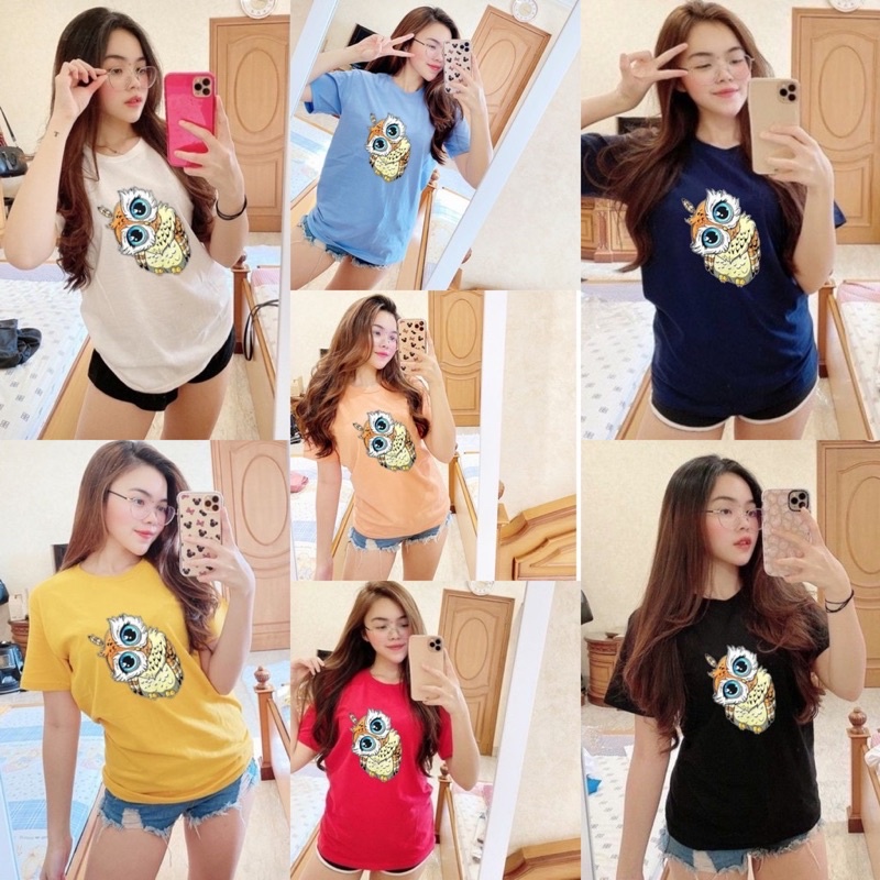baju cewek|kaos cewek|baju wanita kekinian|tshirt cewek motif print|baju cewek kekinian|motif owl lu