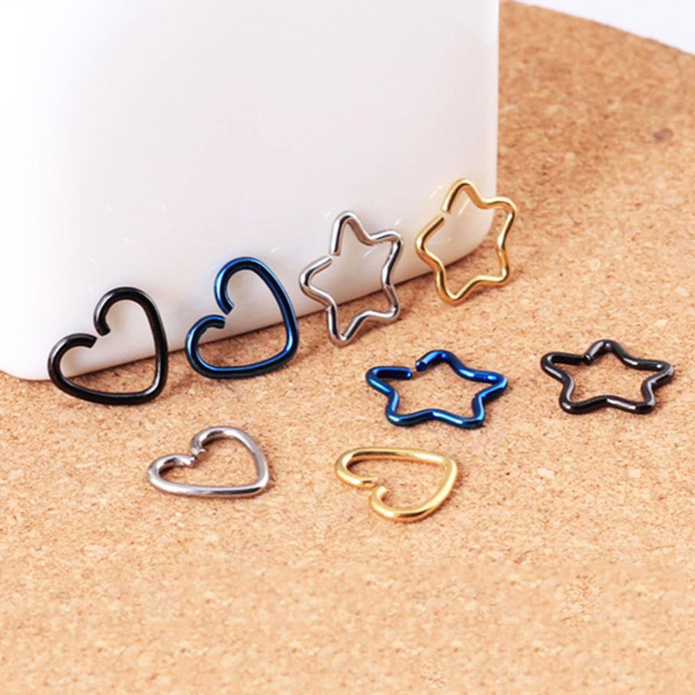 Timekey Anting Bulat Wanita Bahan Baja Desain Hati Warna Warni Untuk Hadiah A1K6