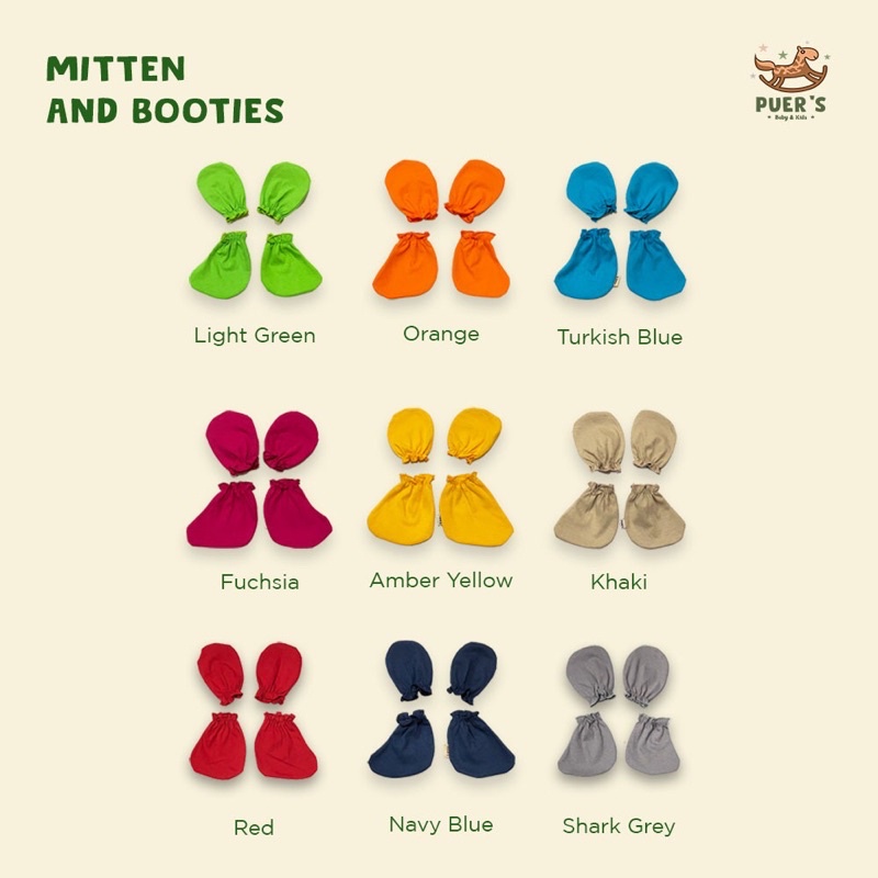 MITTEN AND BOOTIES BABY PUER'S WARNA POLOS (SARUNG TANGAN KAKI BAYI/SARTAKI BAYI)