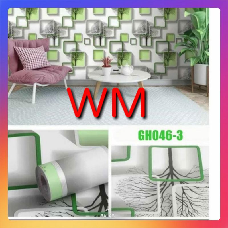 COD Wallpaper dinding motif 3D Hijau / Wallpaper dinding murah