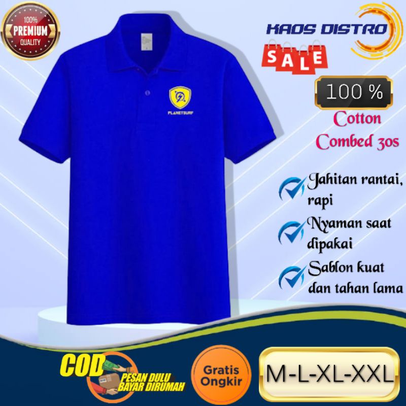 PLANET SURF KUNING - Baju Kaos Atasan Polo Kerah Distro Lengan / Tangan Pendek Pria Cowok Laki Laki 