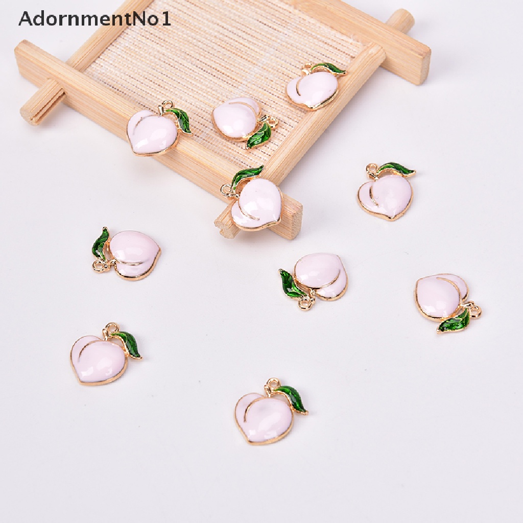 (AdornmentNo1) 10pcs / Set Liontin Enamel Bentuk Buah Peach Bahan Alloy Untuk Kerajinan Tangan DIY