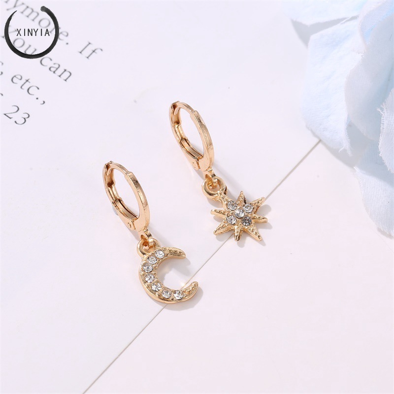 Anting Berlian Asimetri Planet Bulan Bintang Korea