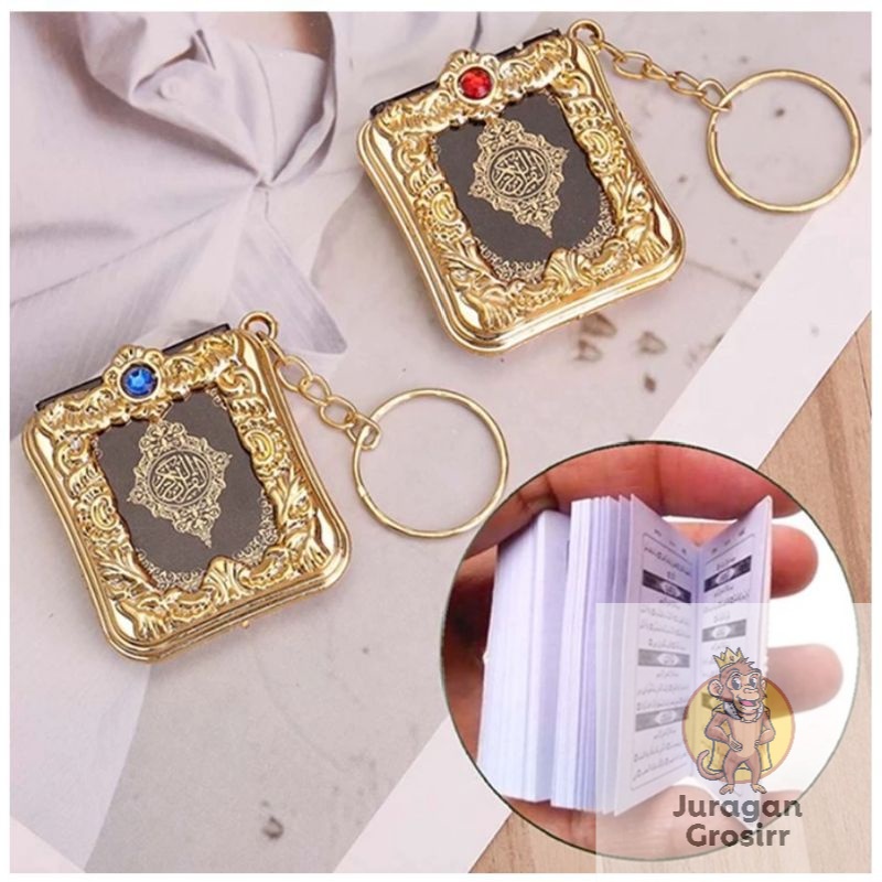 JG - Gantungan Kunci Al Quran Mini Souvenir Oleh Oleh Umroh Haji Keychain Travel Alquran Al-Qur'an Islami