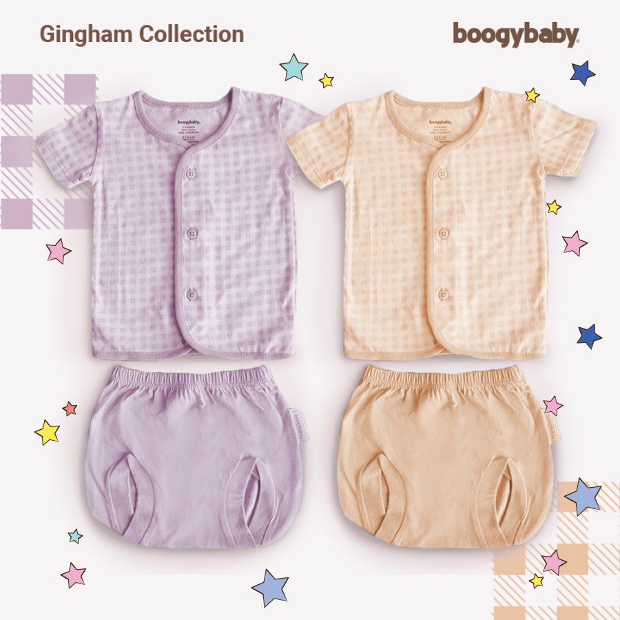 Makassar ! New Boogybaby Gingham Top Basic ( Kancing Depan ) + Celana Pop ( 2 Pcs )