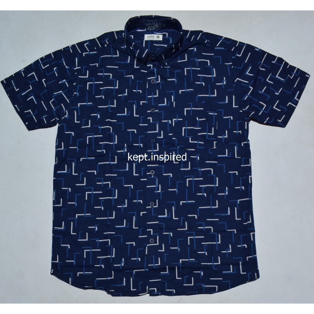 COLE Kemeja Pria Casual Lengan Pendek Navy Reguler DPS 158 ORIGINAL