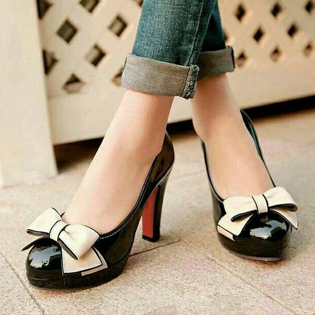 108 Ribbon Pump Heels Wanita Small & Big Size (Sepatu Jumbo)
