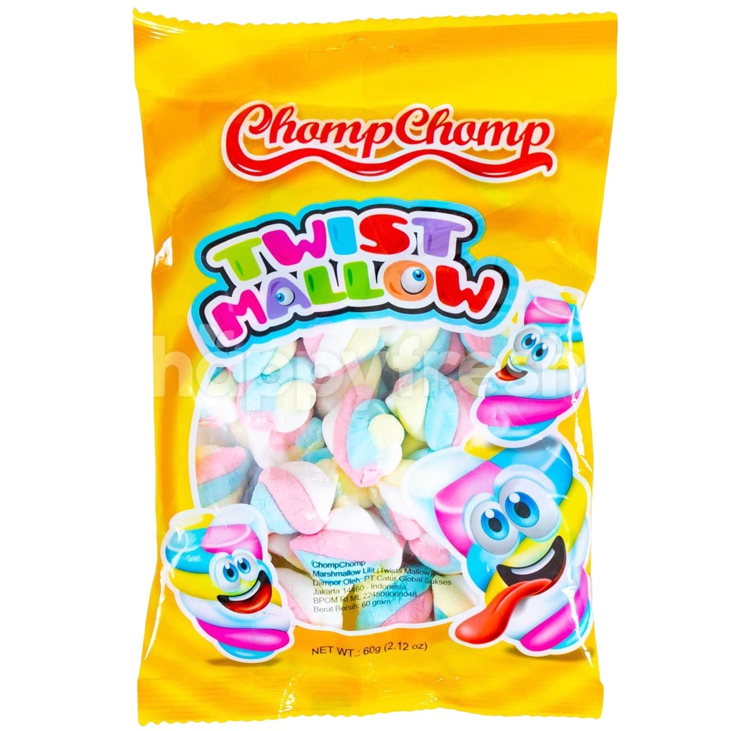 

Chompchomp Twist Mallow 60gr Chomp Marshmallow Ulir Warna-Warni