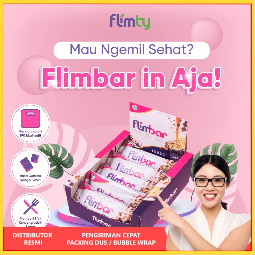 

Flimbar (Snack Sehat) by Flimty - 1 Box (isi 12 Bar) - Coklat