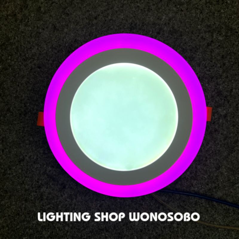 lampu dowlight panel 2 warna 12+4 bulat pemasangan tertanam / lampu plafon