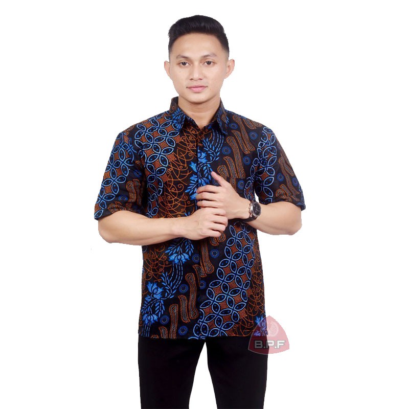 Bisa COD - Baju Batik Pria Remaja Kemeja Batik Pria Lengan Pendek Laki-Laki Dewasa Modern 2021 YB01-2
