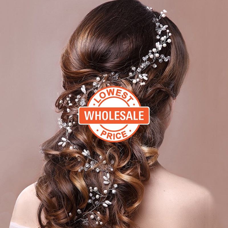 Headband Mutiara Kristal Berlian Imitasi Handmade Untuk Pengantin Pernikahan