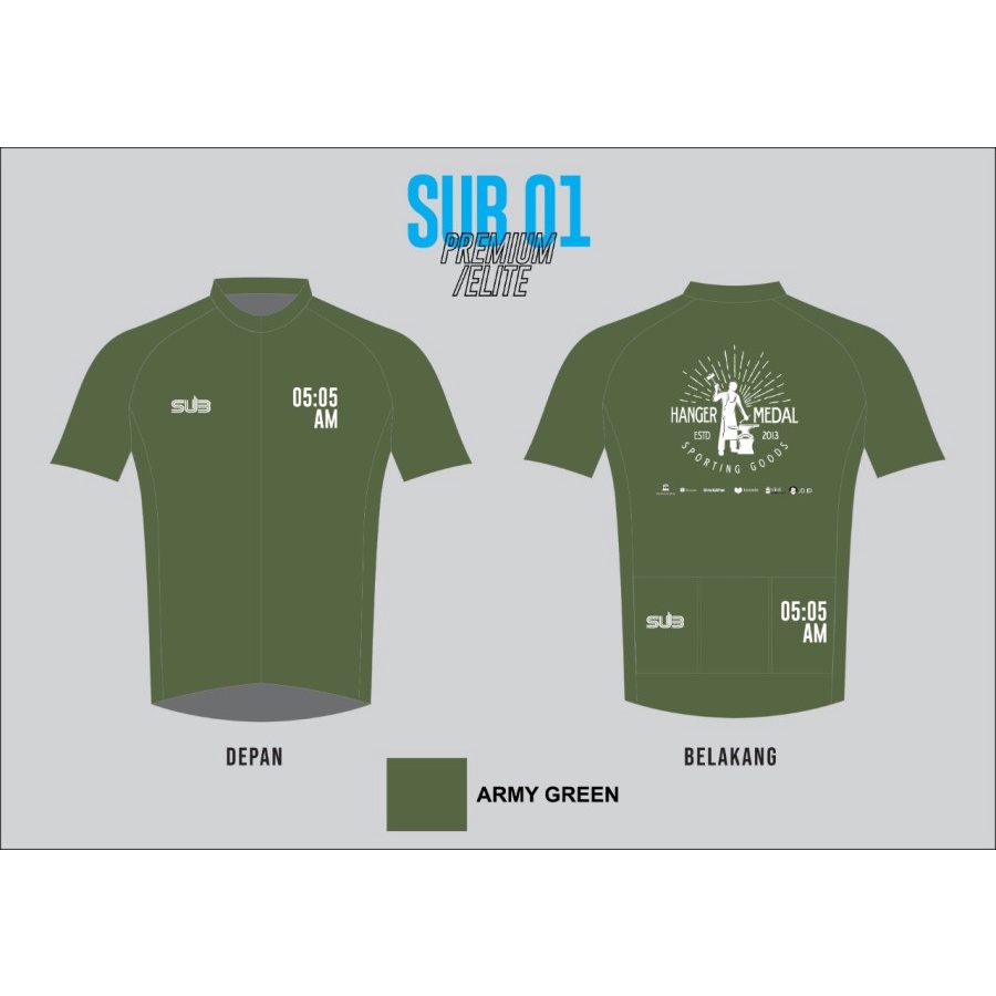 HANGERMEDAL ARMY GREEN SUBJERSEY SUB JERSEY SEPEDA 05 AM 05AM ELITE