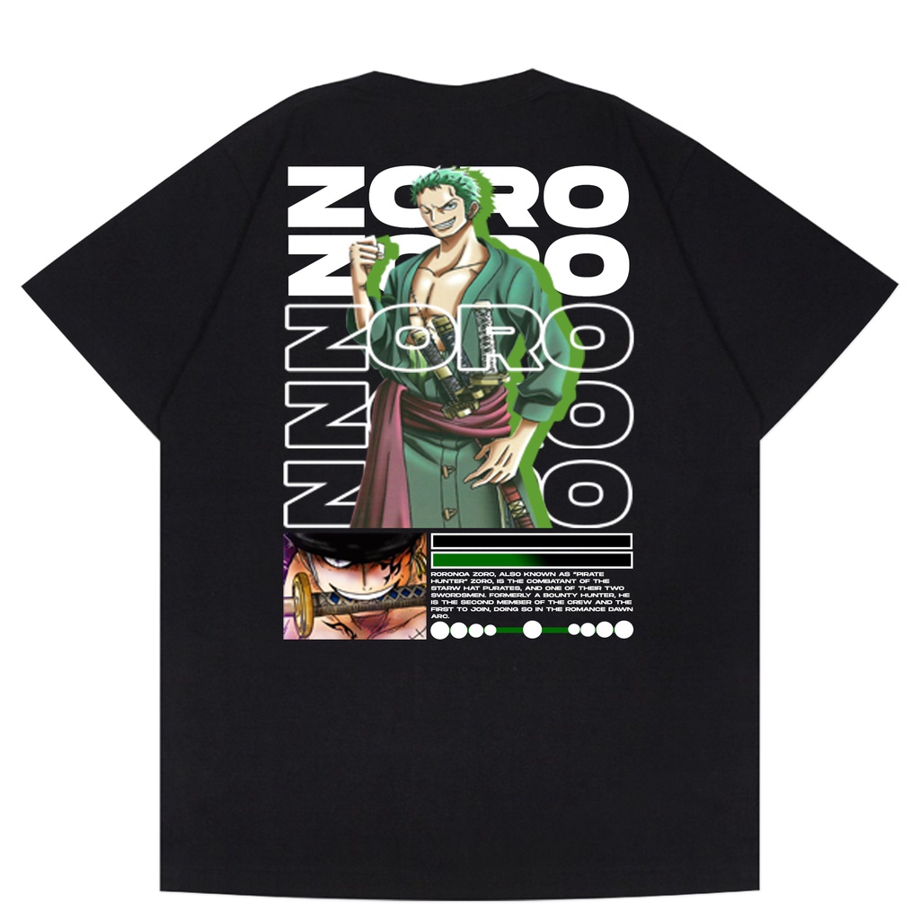 Kaos One Piece Baju T shirt Anime Roronoa Zoro Siluet Edisi Negeri Wano Original Clothing Premium Pr