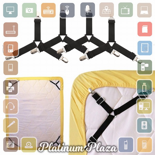 GCDHome Penjepit Ujung Sprei Kasur Bed Sheet Clip Holder 4 PCS - FS-1809 - Black`KG4YEO-