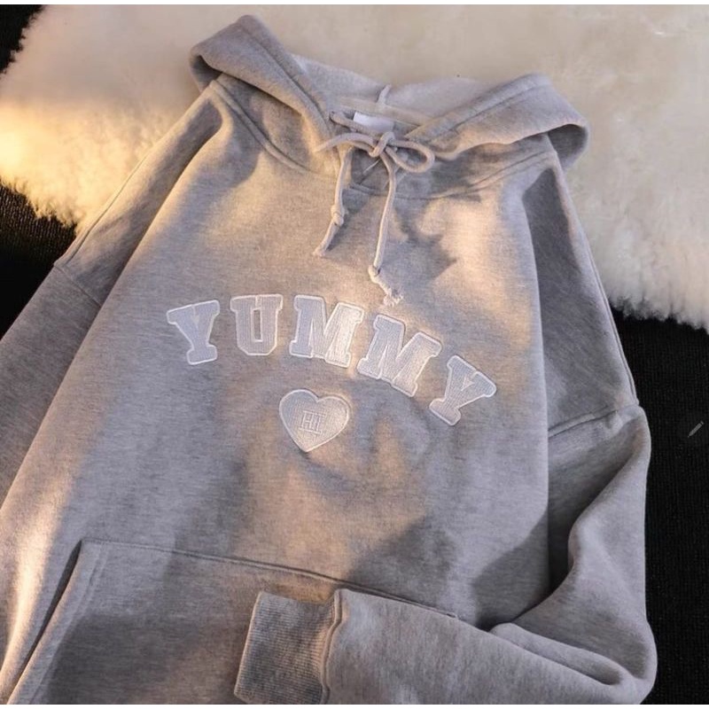 BORDIER ✔ YUMMY LOVE HOODIE OVERSIZE | SWEATER HOODIE WANITA OVERSIZE SIZE M.L.XL | SWEATSHIRT SWEATER