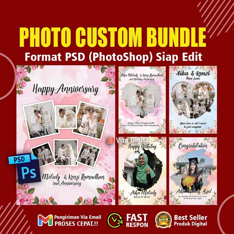 Template Desain Photo Custom PSD Bundle siap edit