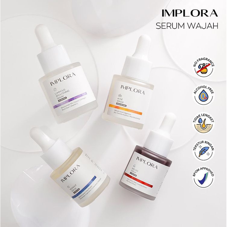 IMPLORA FACE SERUM LUMINOUS BRIGHT SERUM ACNE PEELING MIDNIGHT SERUM WAJAH IMPLORA