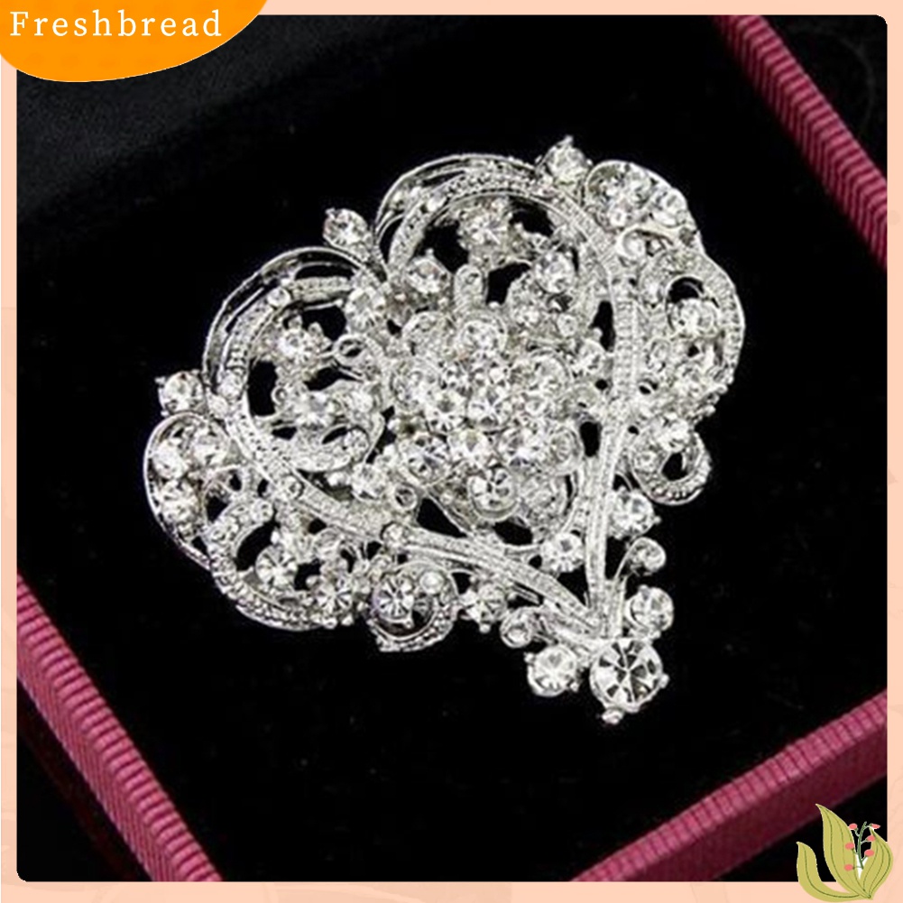 Terlaris Women Fashion Hollow Rhinestone Inlaid Heart Brooch Pin Wedding Party Jewelry