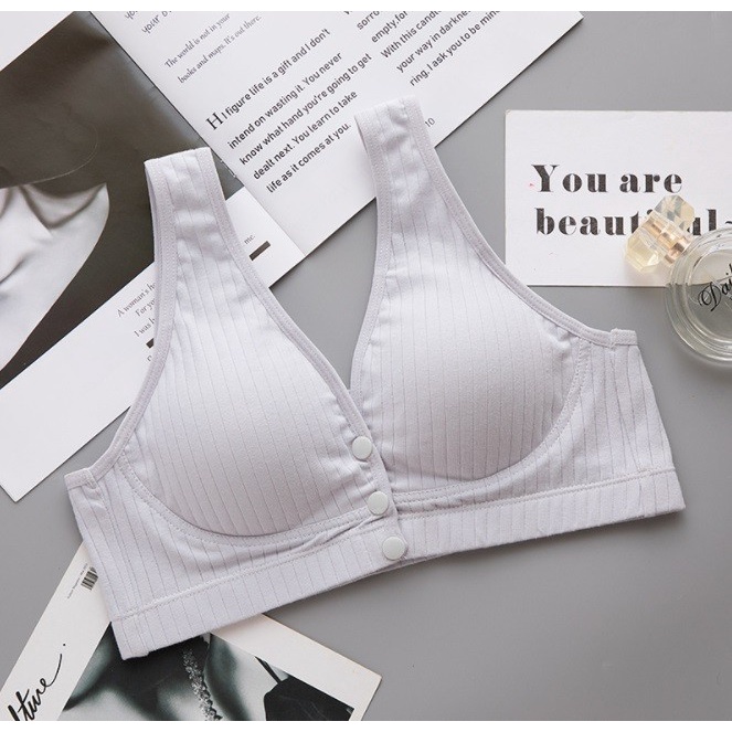 [MURAH] [ COD] Eve Maternity Bra Menyusui Miniset Button Kancing Depan BH164 - Abu-abu, 3XL
