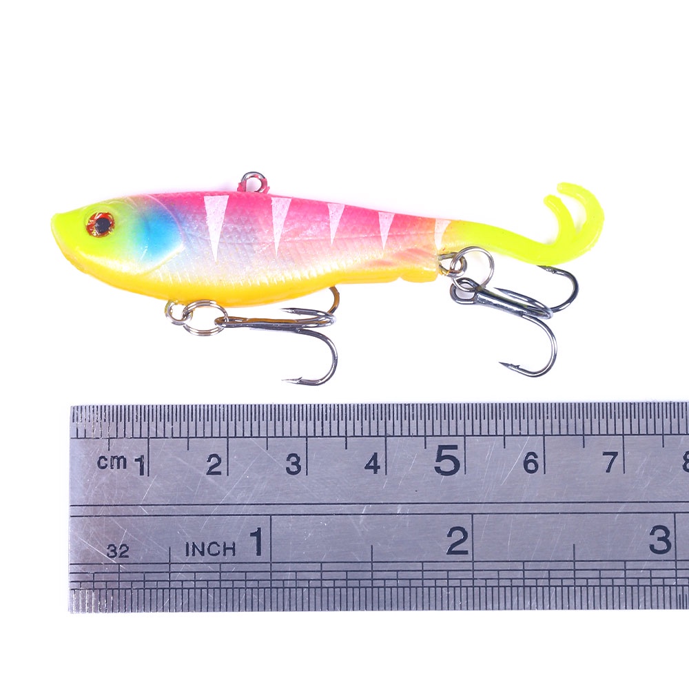 Hengjia 5PCS / Set Umpan Pancing Softlure Bentuk Cacing Ekor Ganda 7cm / 12g 7cm / 12g