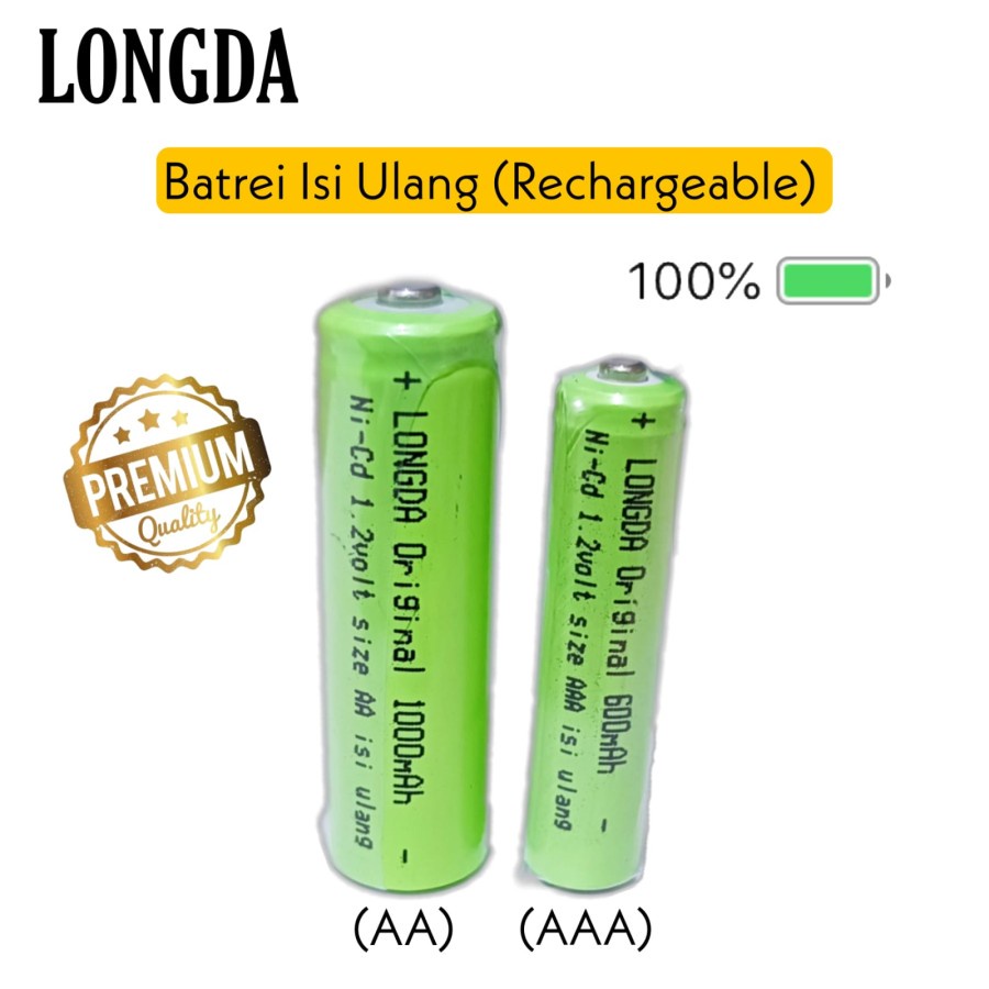 Baterai Isi Ulang Rechargeable AA dan AAA LONGDA POWER 1,2Volt Original 1pcs