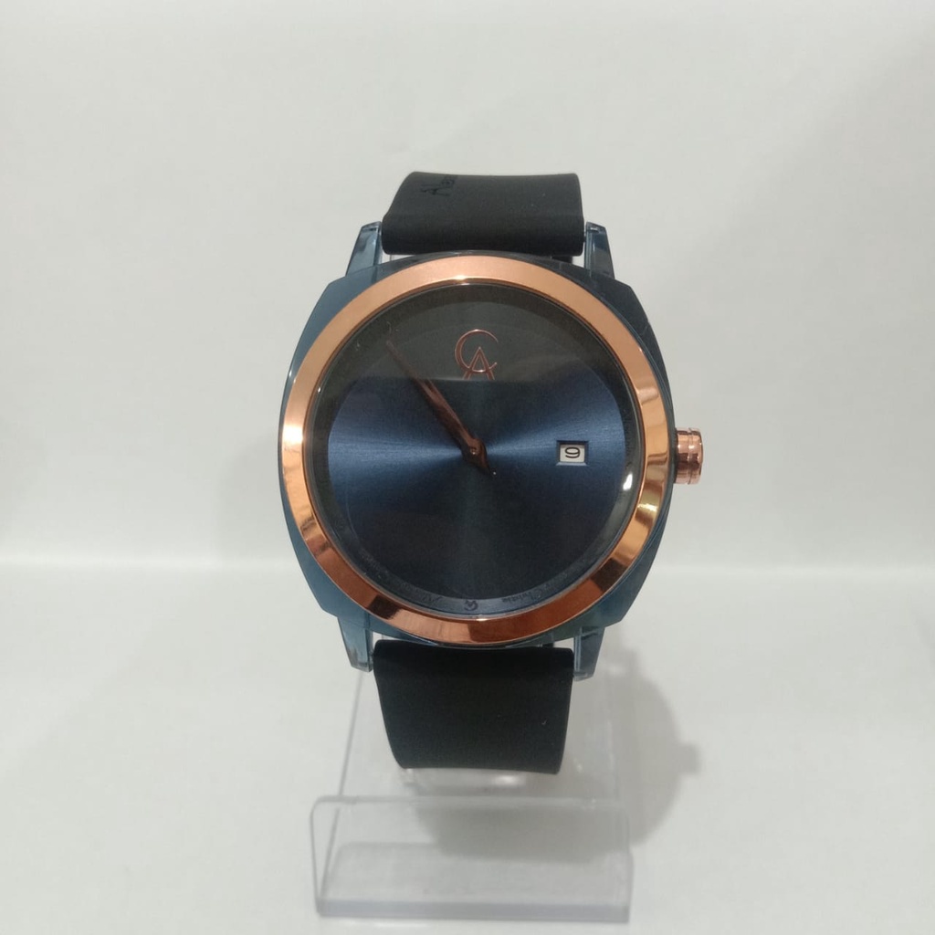 JAM TANGAN WANITA ALEXANDRE CHRISTIE AC 2763 ROSEGOLD BLUE BLACK RUBBER ORIGINAL GARANSI 1 TAHUN