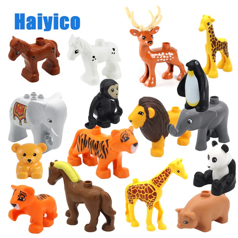 Mainan Lego Anak Animal Zoo Original Big Building Blocks Classic Accessories Compatible with Duplo