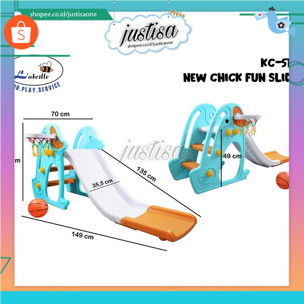 Promo !! LABEILLE CHICK FUN SLIDE KC-516 - MAINAN PROSOTAN ANAK - FUN SLIDE ANAK 1SET DENGAN RING BASKET