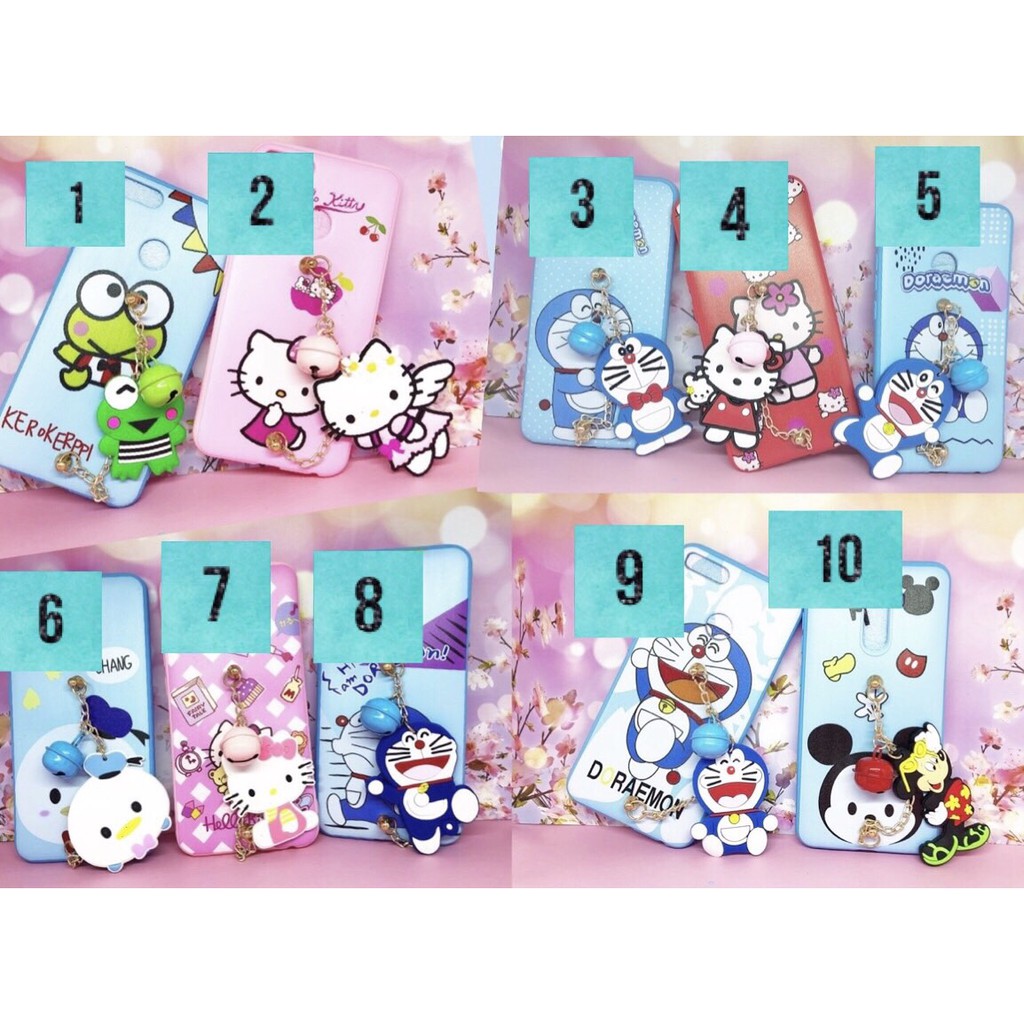 Softcase Silikon Lonceng karakter doraemon HelloKitty Keropi Samsung A6, A6+, J4 2018, J6 2018, Xiaomi Redmi Note 5/Pro, Pocophone F1, Vivo V11/V11i, V11 Pro, Huawaei Y7 Prime 2018/Y7 Pro, Oppo Realme 2