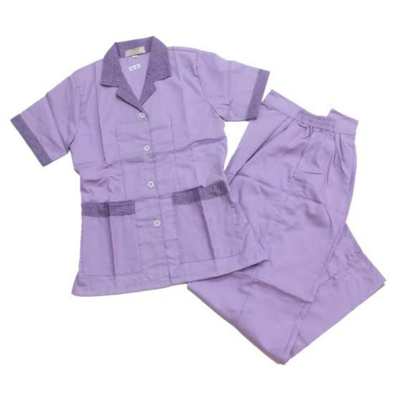 Baju Suster baby sitter Warna Lengan Pendek Celana Panjang