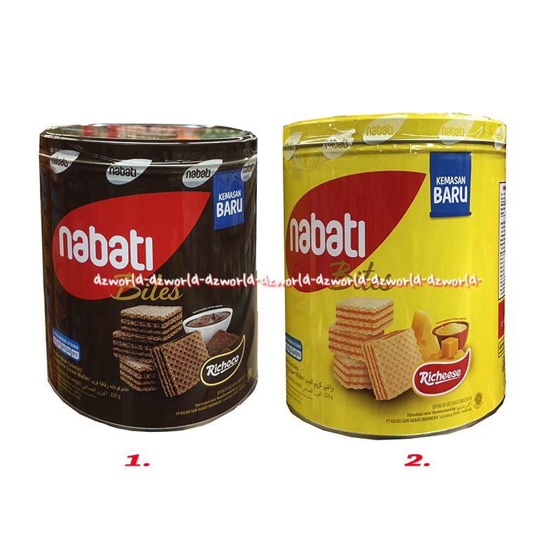 Richeese Nabati Bite 320gr Wafer Snack Coklat Keju Cemilan Richis Kaleng Chocolate Cheese