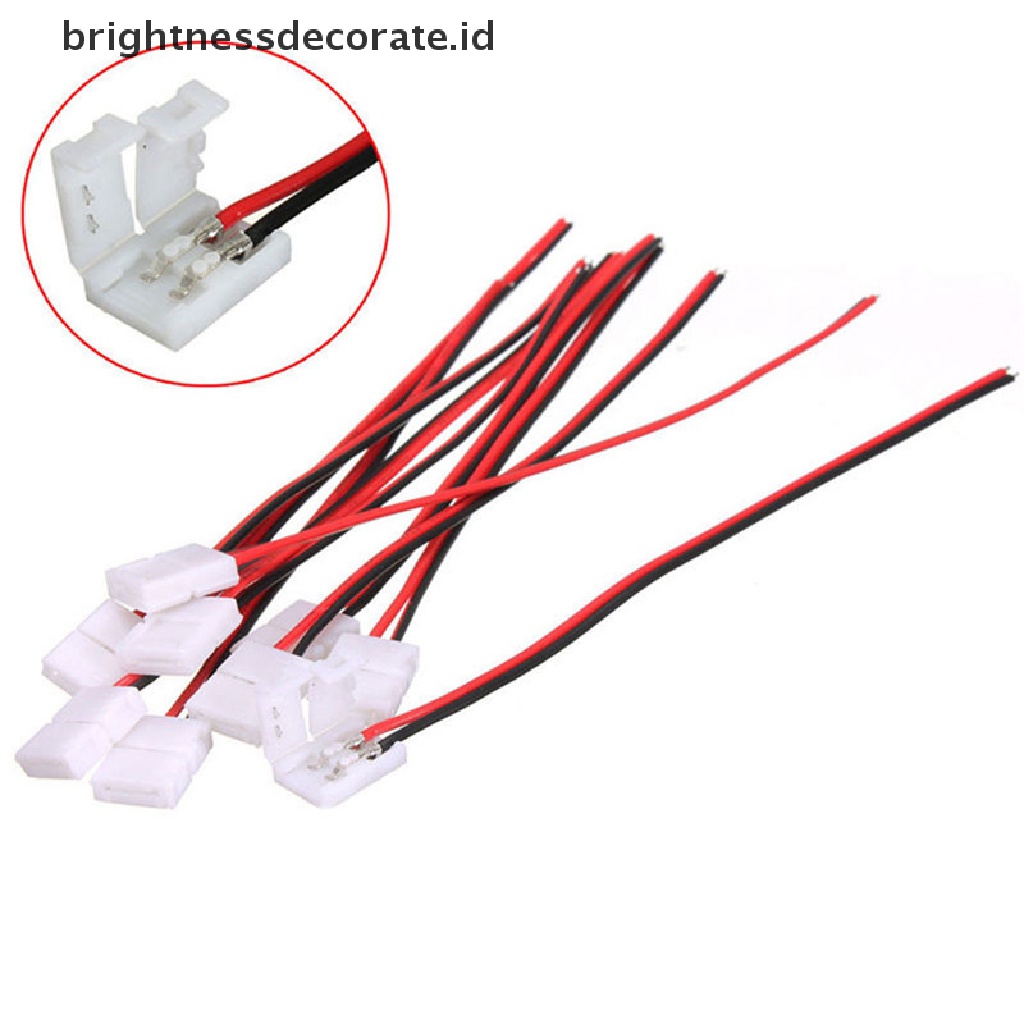 10pcs Kabel PCB 2 Pin LED Strip Konektor 3528 / 5050 Satu Warna