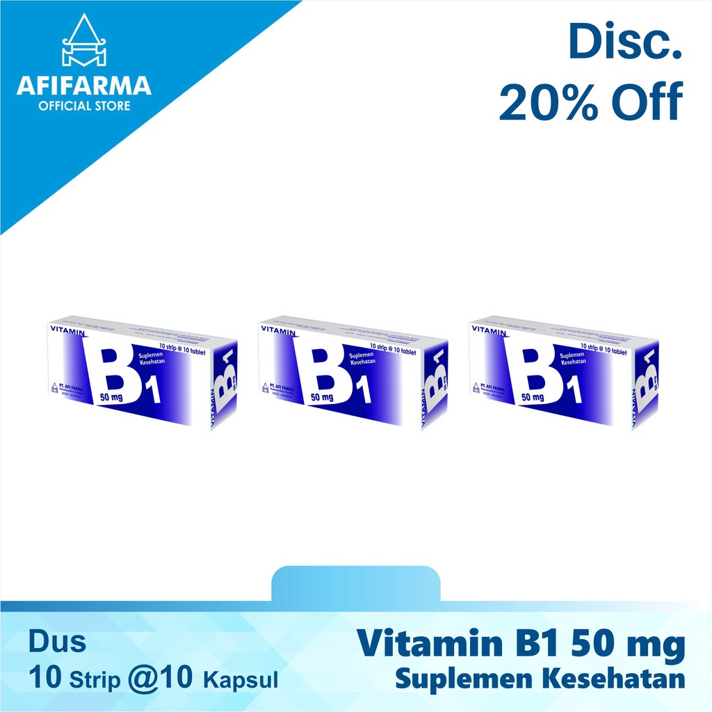 Jual VITAMIN B1 50 Mg 10 Strip @10 Tablet X 3 Box | Shopee Indonesia