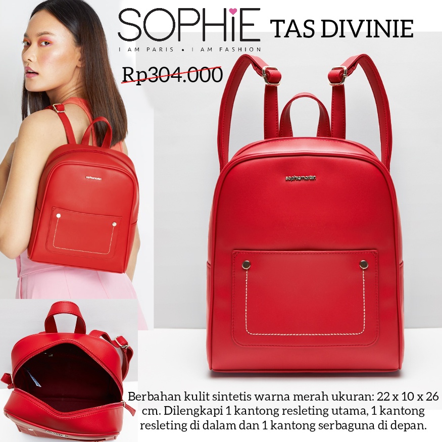 TAS DIVINIE SOPHIE MARTIN PARIS PROMO TAS SOPHIE RANSEL WANITA MERAH BACKPACK TAS SEKOLAH