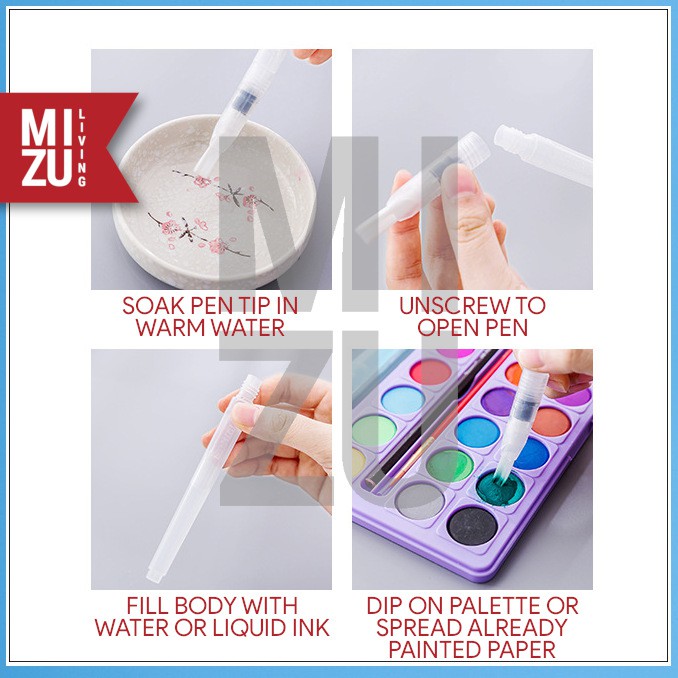 MIZU EFUDE 7in1 SET Water Brush Pen Kuas Cat Air + Carrying Case