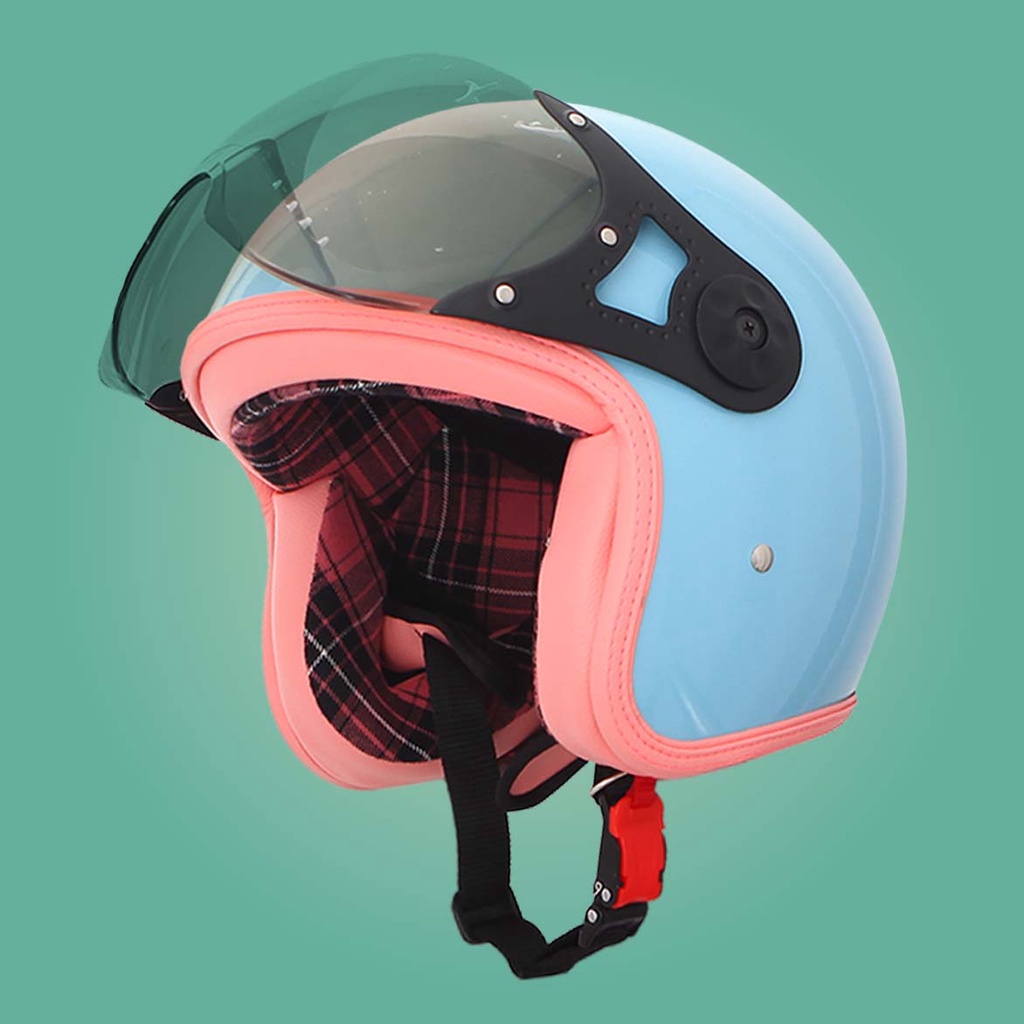 RIMC Helm retro wanita half face SNI sada rosa NEW FLANEL Pastel BLUE KACA PILOT