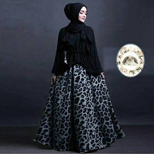 SETELAN EVIRA BLACK 3IN1 (ATASAN+ROK+PASHMINA)