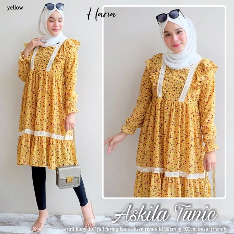 ASKILA TUNIK/ TUNIK MOTIF BUNGA/ TUNIK PREMIUM/ TUNIK CERUTY BABYDOLL