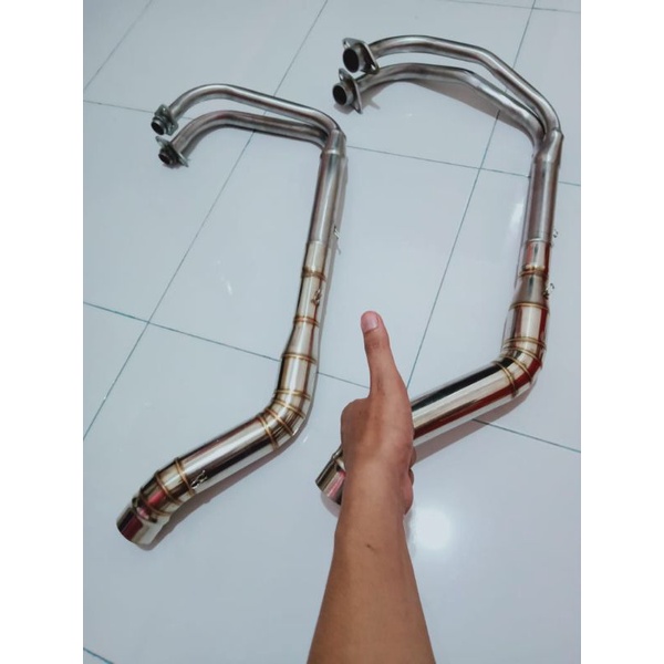 (COD) leher header knalpot racing blue bending custom NINJA250 Z250 MT25 R25 CBR250RR-2