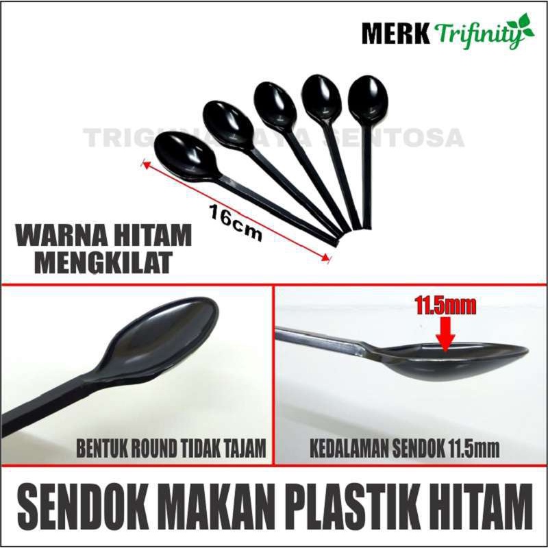 Sendok Makan Plastik Panjang Kuat Tebal Bening / Hitam / Putih Trifinity Per Dus Gjk