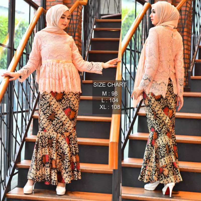 setelan kebaya BSD (atasan kebaya brukat + rok duyung/plisket)