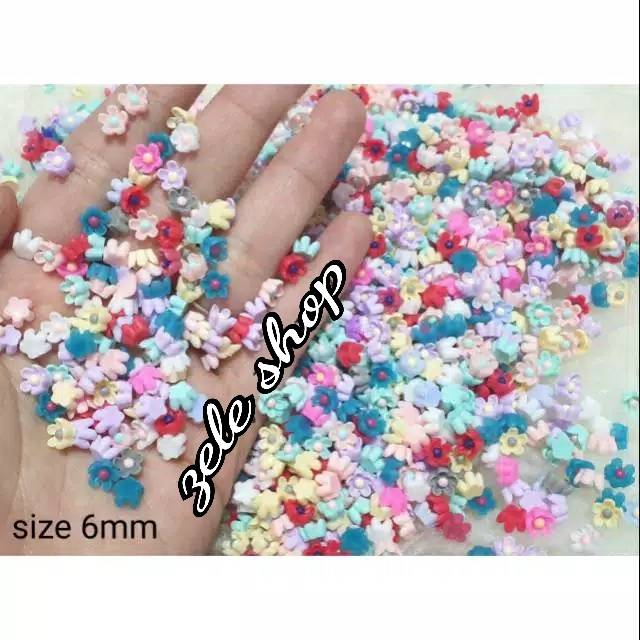 RESIN BUNGA SHABBY isi 20 pcs size 6mm / HIASAN TASBIH DIGITAL / HIASAN NAIL ART