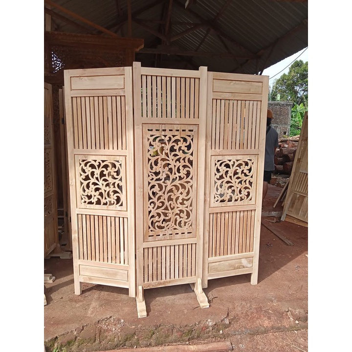 Sketsel Penyekat Ruangan, Pembatas Minimalis Kayu Jati