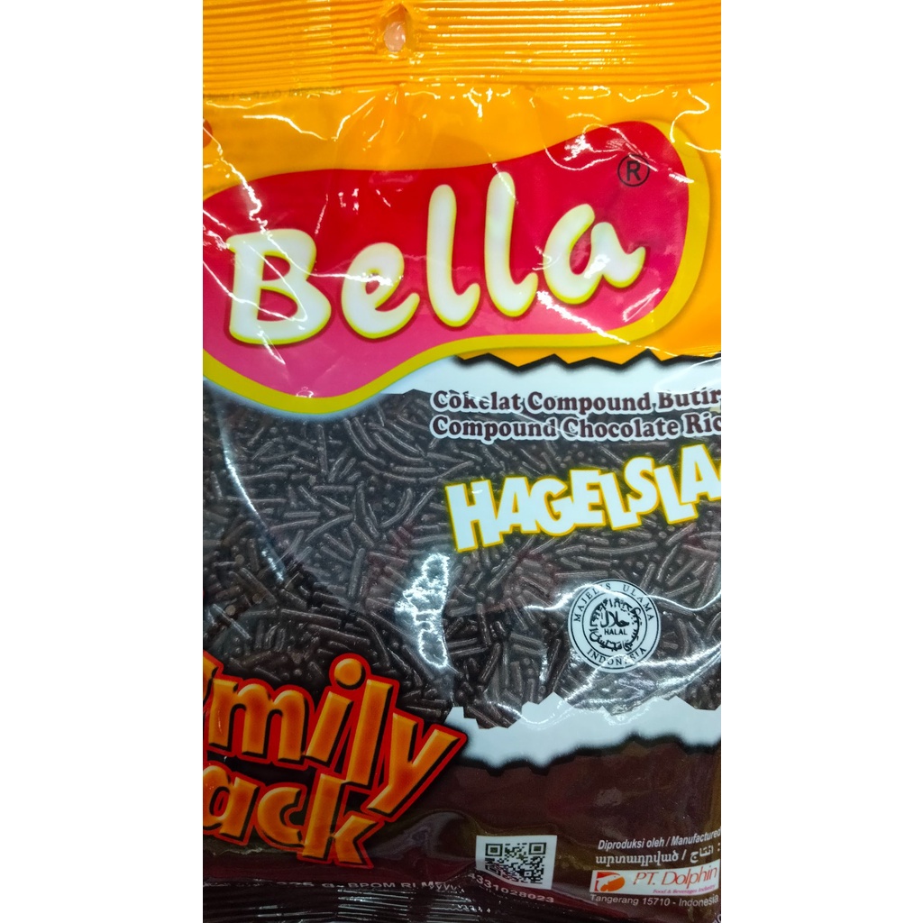 

Meses coklat butiran Bella Kemasan family 225 Gram Pack