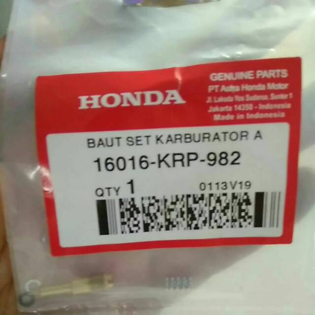 Baut setelan angin, screw set A beat/vario/scoopy karbu 16016KRP982
