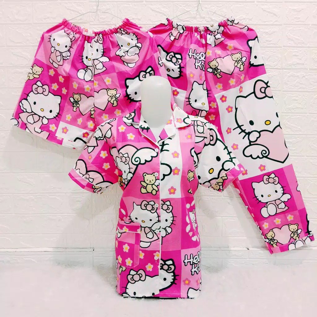 SEASOND IND 3in1 Piyama Baju  Tidur  Wanita Dewasa  Hello  